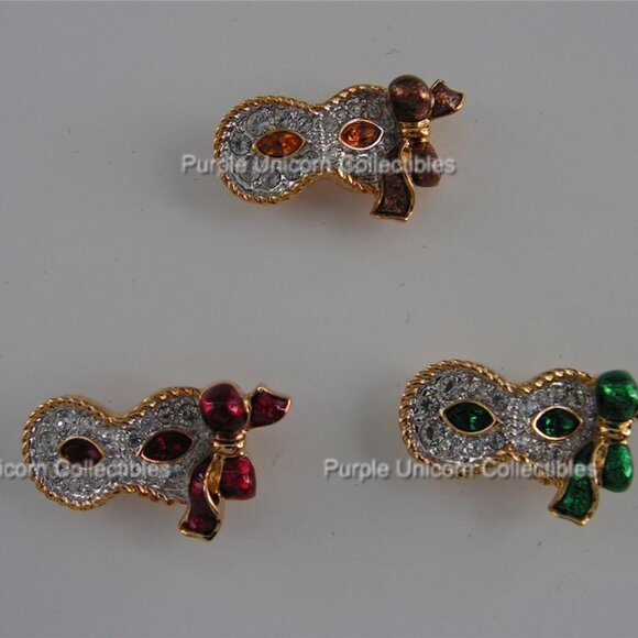 Swarovski Crystal Mask Tac Pins Set of 3 SCS 1999-2000-2001 Masquerade Trilogy - Picture 1 of 4
